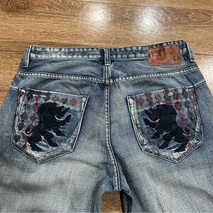 Ecko Unltd Jeans Mens 38x30 Baggy Y2K Hip Hop Wide Leg Skate Rhino Diamond